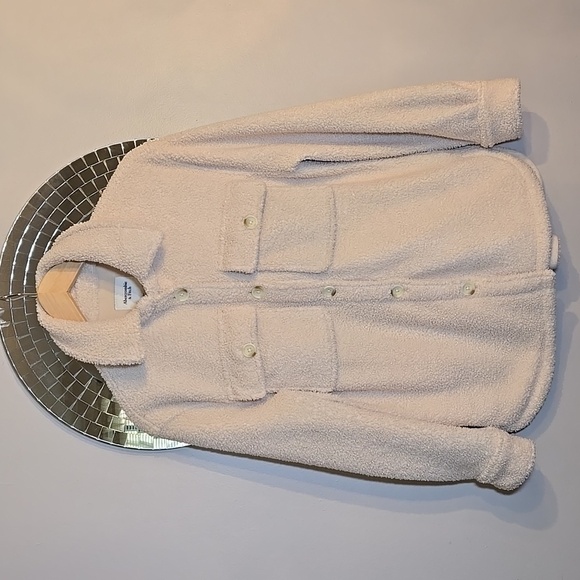 Abercrombie & Fitch Sherpa Teddy Cream Button Pocket Shacket Jacket New Out Tag - Picture 5 of 16
